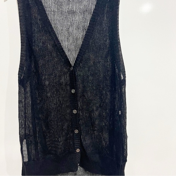 Eileen Fisher Organic Linen Délavé Long button sleeveless Cardigan - Picture 11 of 11